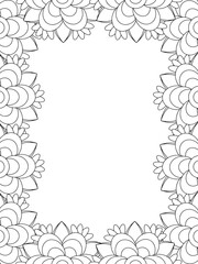 All these designs are hand-drawn and unique 
Flower Border Beautiful black and white illustration for adult coloring book,
This is a printable Beautiful Zentangle Coloring page for KDP Interior, POD p