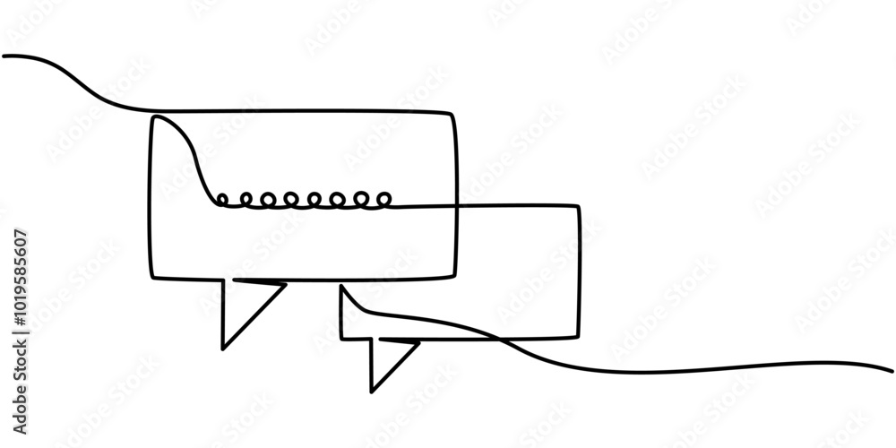 Poster speech bubble continuous line icon, continuous one single line drawing of speech bubble icon. talk t