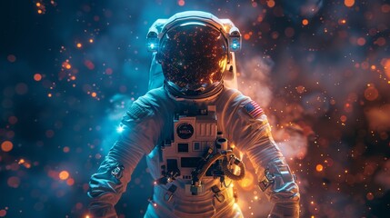Fototapeta premium A detailed and vibrant depiction of an astronaut