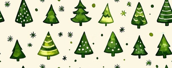 Watercolor Evergreen Trees in Muted Tones