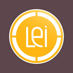 lei or leu coin icons. Romanian money symbol, color gradient fill currency icons for UI design.