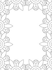 All these designs are hand-drawn and unique 
Flower Border Beautiful black and white illustration for adult coloring book,
This is a printable Beautiful Zentangle Coloring page for KDP Interior, POD p