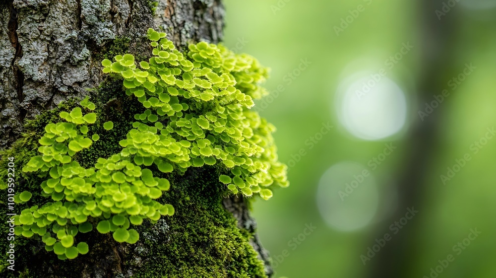 Aufkleber close up lush green moss envelops the trees in the mystical woods of torla in ordesa national park s