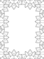 All these designs are hand-drawn and unique 
Flower Border Beautiful black and white illustration for adult coloring book,
This is a printable Beautiful Zentangle Coloring page for KDP Interior,