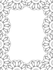 All these designs are hand-drawn and unique 
Flower Border Beautiful black and white illustration for adult coloring book,
This is a printable Beautiful Zentangle Coloring page for KDP Interior, POD p