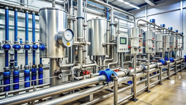 Wastewater treatment facility equipment with manometer indicators, sensors, sampler, and rotameters