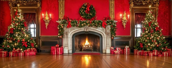 Elegant Victorian Room Decorated for Christmas