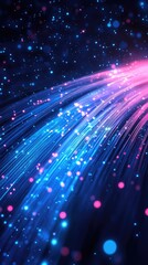 Vibrant Fiber Optics: Illuminated Network Communication in Blue and Pink