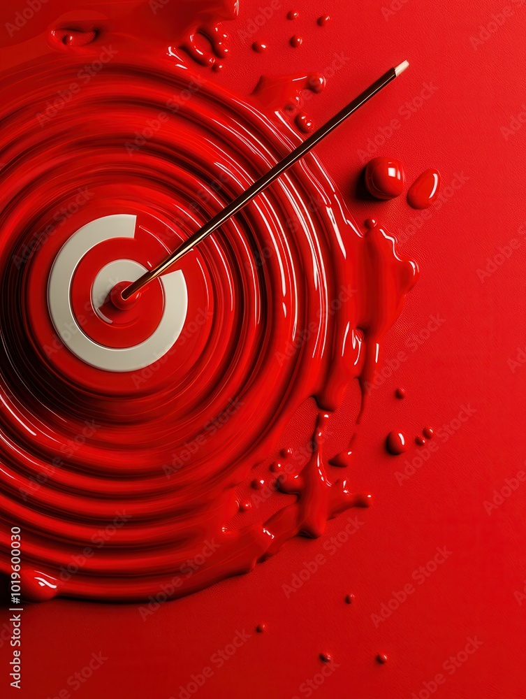 Aufkleber a focal point of a target symbol surrounded by colorful paint splashes, creating a dynamic visual ef