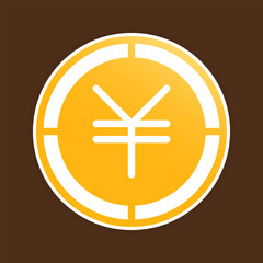 Yuan coins icons. Chinese money symbol, golden Gradient fill logo.