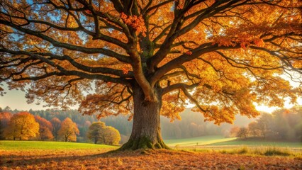 Autumnal brown oak leaves on wooden trunk with bark , fall, foliage, seasonal, nature, oak tree, autumn, brown leaves