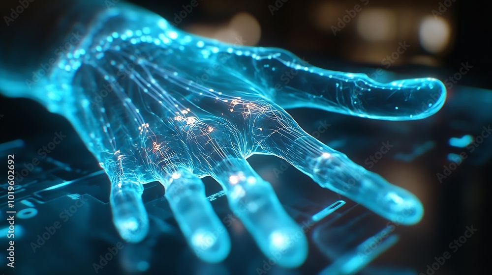 Aufkleber medical worker touch virtual medical revolution and advance of technology artificial intelligenceai 