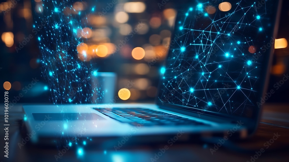 Poster Elearning technology webinar online education and training to develop new skills and knowledge AIenhanced learning with personalized courses Remote learning on internet Virtual screen : Generative AI