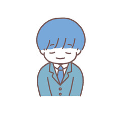 軽い会釈とお辞儀をするスーツの男性