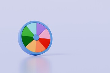 Obraz premium 3d Dropper tool color palette guide with color wheel icon on isolated background. Painter tool art design concept. Minimal Swatch tool suck colors pick designer tool use in design program. 3d render.