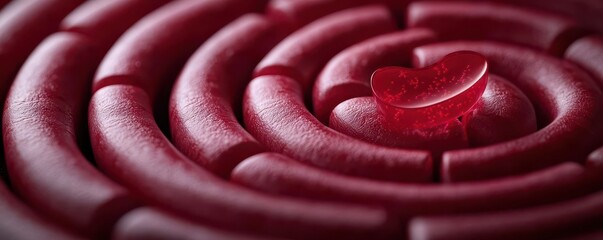 Abstract visualization of a maze with glucose levels as the path, symbolizing the journey of navigating healthy choices for diabetes prevention, maze of choices, preventive journey