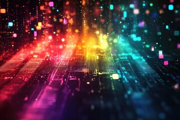 Obraz premium Colorful abstract digital background, vibrant lights and patterns