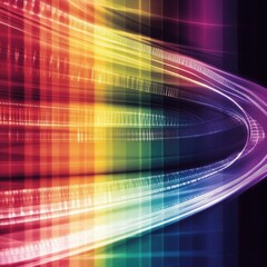 Colorful abstract light streaks on a dark background.