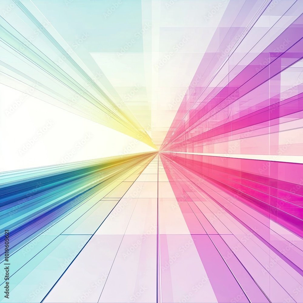 Poster abstract background with colorful light rays, white isolate background