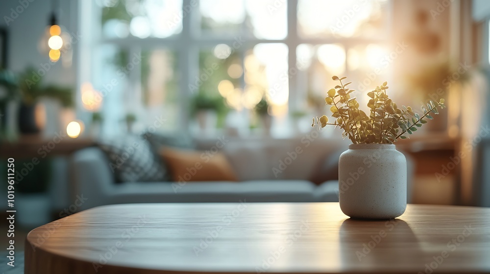 Poster defocus blurred abstract background of scandinavian interior : generative ai