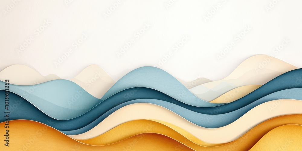 Poster abstract waves in soft colors create a soothing and modern design on a light background.