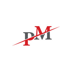 Minimalist PM Logo with Dynamic Diagonal Line