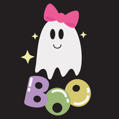 Boo ghost Halloween decoration vector cartoon illustration