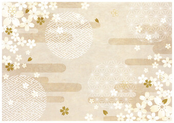 和柄と和紙背景