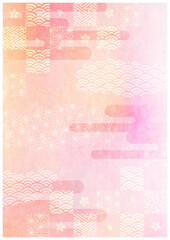 和柄と和紙背景