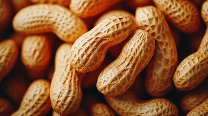 Close-up of a pile of peanuts in their shells.