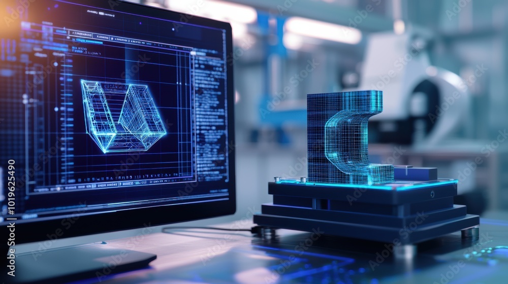 Poster advanced 3d modeling software in engineering lab