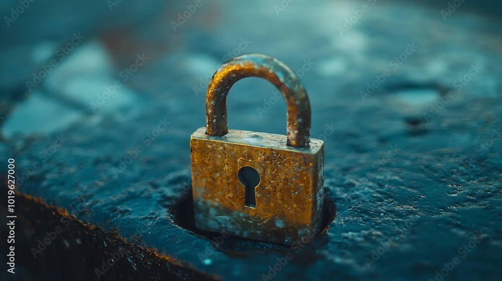 Poster technology login information security privacy business protection protect padlock password touching padlock hud to view cloud technology system that tech is protect your data and secur : Generative AI
