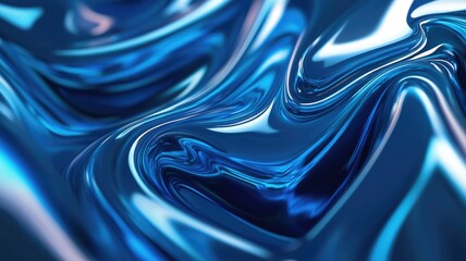 Fototapeta premium Abstract Blue Liquid with Swirling Waves and Reflections