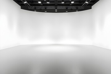 Empty White Room with Lighting for Photography