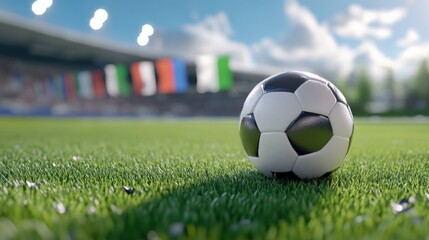 Fototapeta premium Close-Up of a Soccer Ball on Lush Green Field