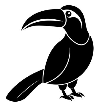 recommend clip art: silhouette of a toucan bird vector illustration. black animal flying bird 