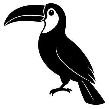 recommend clip art: silhouette of a toucan bird vector illustration. black animal flying bird 