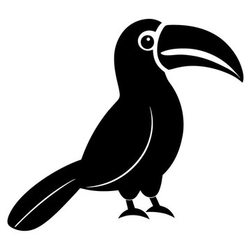 recommend clip art: silhouette of a toucan bird vector illustration. black animal flying bird 