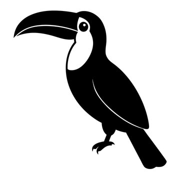 recommend clip art: silhouette of a toucan bird vector illustration. black animal flying bird 