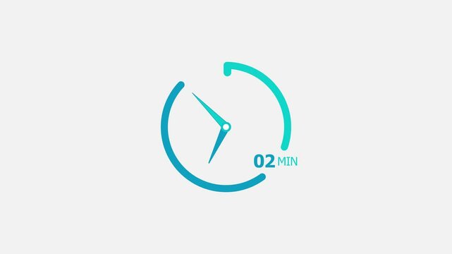 2 minute timer clock icon modern design animation 4k video.