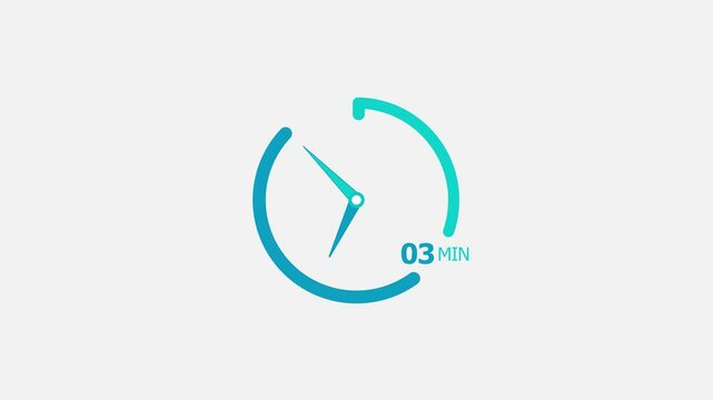 3 minute timer clock icon modern design animation 4k video.