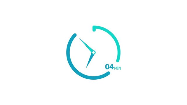 4 minute timer clock icon modern design animation 4k video.