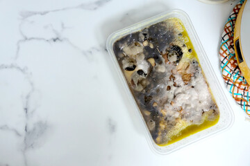 Multi-Colored Mold on Canned Food. Violation of Storage Conditions. Spoiled Products.
