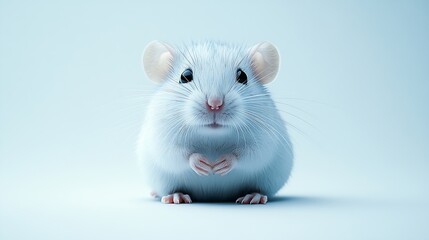 A decorative blue dumbo rat sits on a white backround : Generative AI