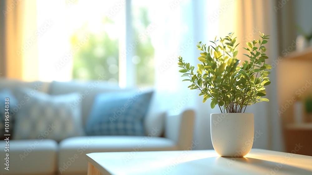 Aufkleber defocus blurred abstract background of scandinavian interior : generative ai