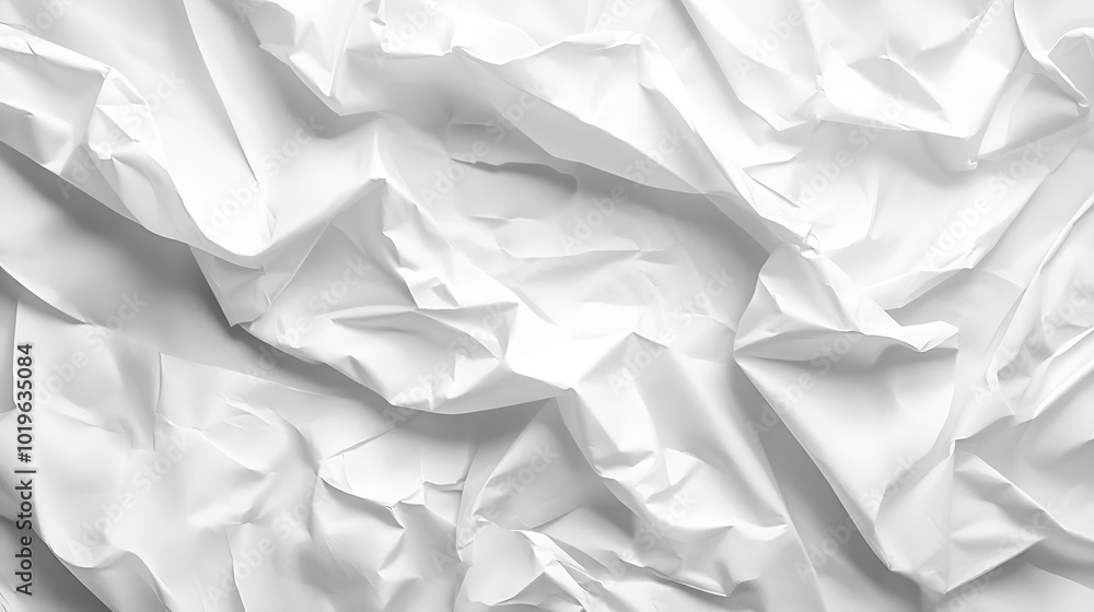 Poster crumpled white paper texture background : generative ai