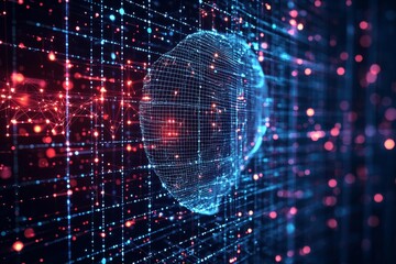 Fototapeta premium Digital Technology background of data and network created with Generative AI