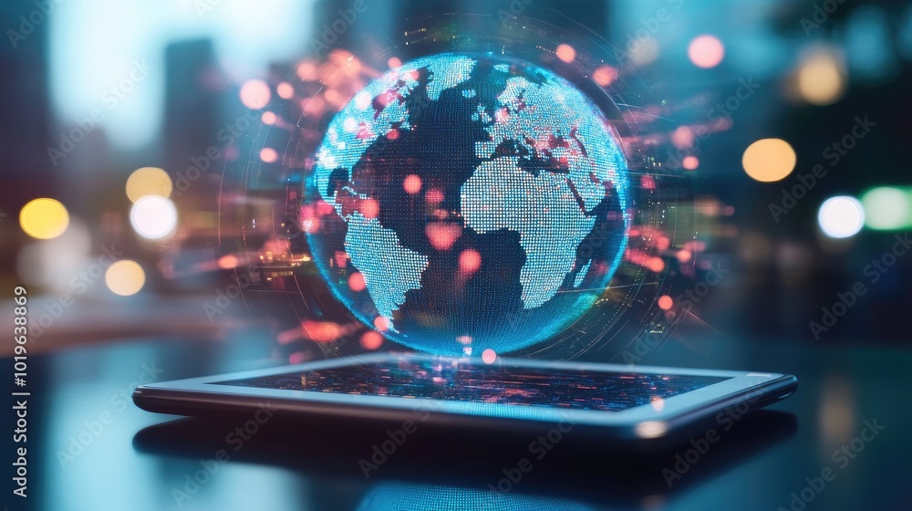 Poster digital global connection with technology concept