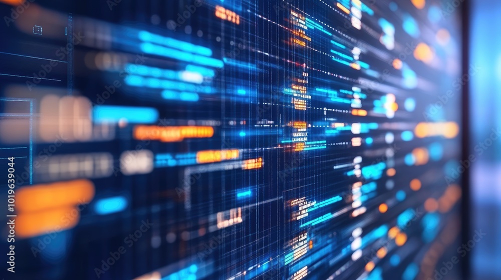 Poster abstract data flow with colorful digital lines