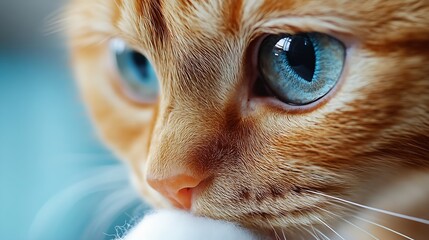 a groomer or veterinarian wipes the eyes of a cat that does nt like the hygiene procedure with cotton wool portrait animals pet care : Generative AI